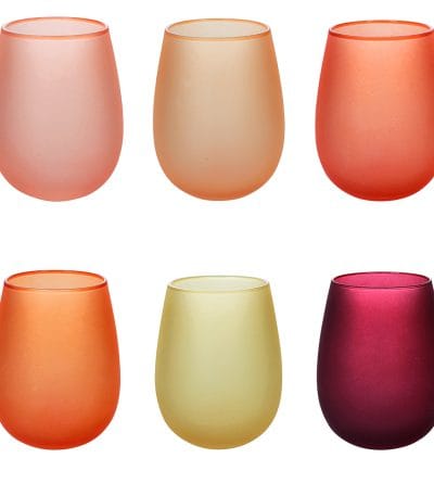 a group of glasses with different colors