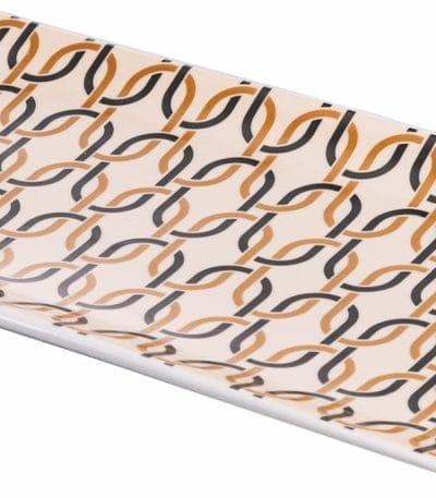 a rectangular plate with a pattern on it