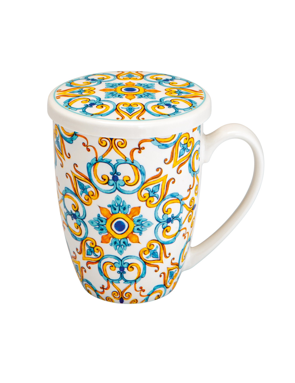 mug-medicea-cuore-new-bone-china-con-infusore-inox Mug "MEDICEA CUORE" En Porcelaine New Bone China, Avec Infuseur En Inox, BRANDANI – Image 1